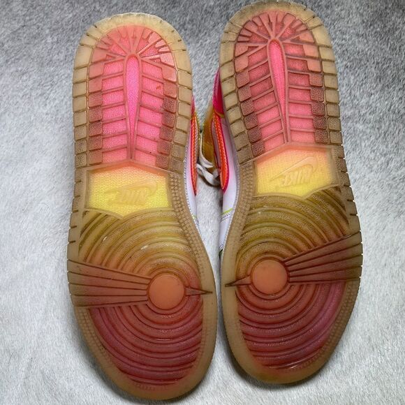 Nike Jordan 1 Women's Sneakers White Neon Pink Mid Edge Glow Size 5.5 Y 7 Womens - Picture 10 of 10